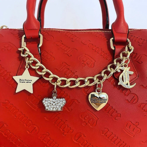 Juicy Couture Red Gothic Logo Not Your Babe Satchel Bag Purse New - Picture 11 of 12